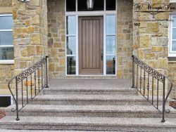 curved-entry-railings-with-forged-fleur-de-lisecalgary